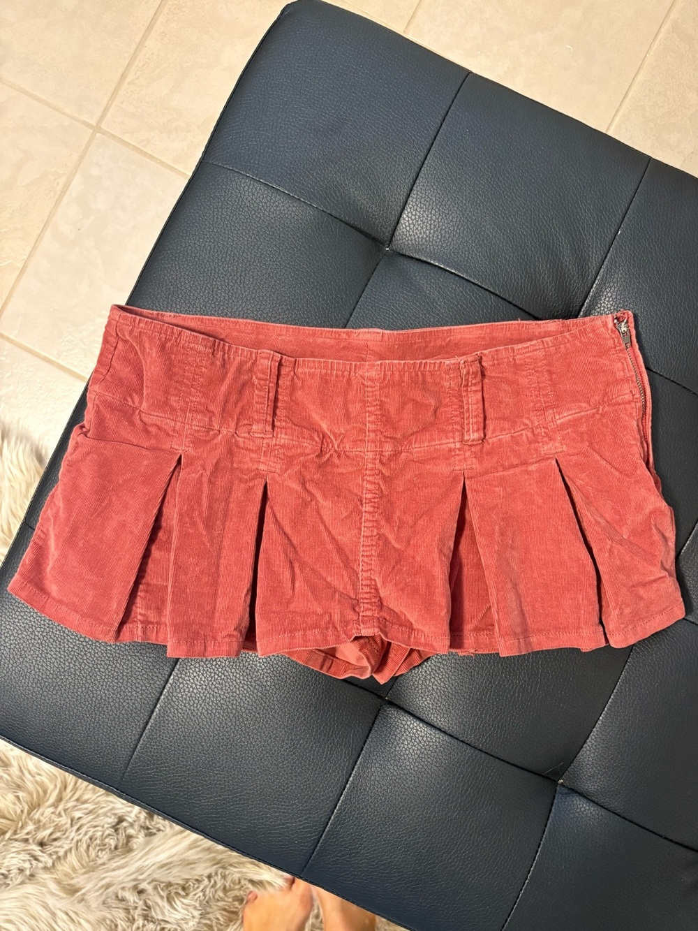 Free People Rust Red Pleated Corduroy Skort